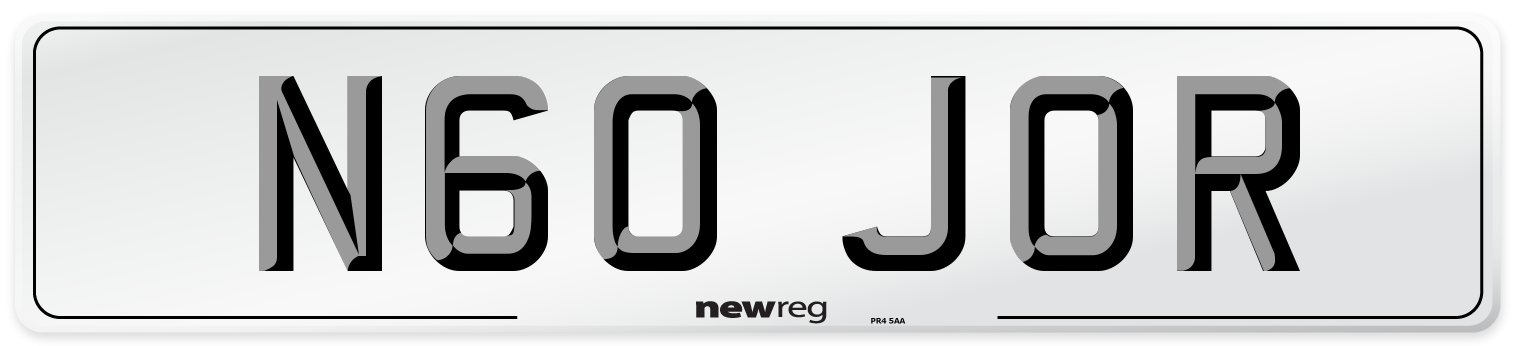 N60 JOR Number Plate from New Reg